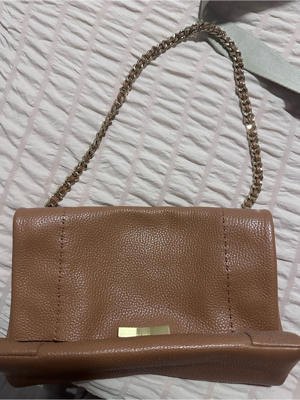 Ted Baker Tan Leather Shoulder Bag with Gold Chain